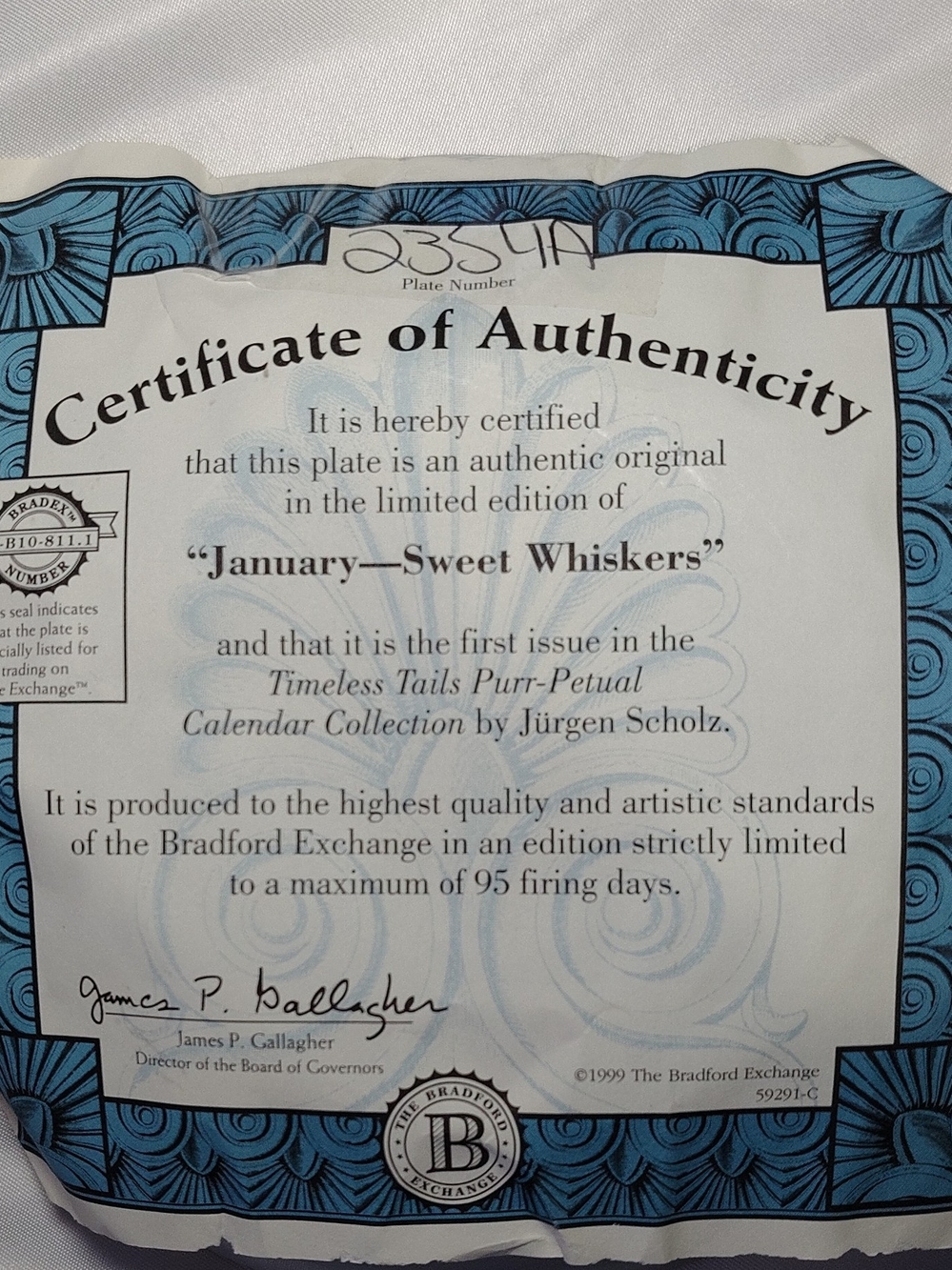 " January " Kittens Collector Plate - COA - Picture 3 of 3